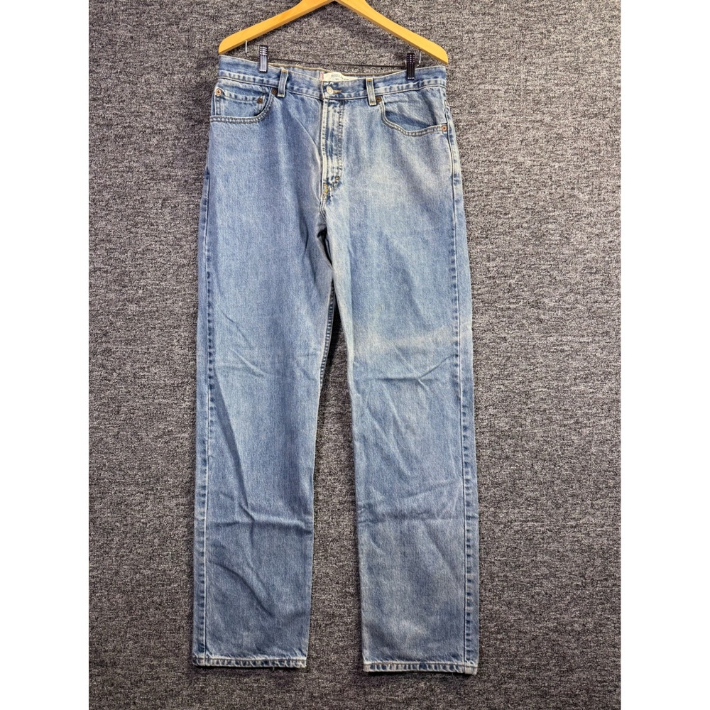 Levis 505 Regular Fit Jeans Mens 36x36 Light Wash Blue Straight Leg Denim 00505